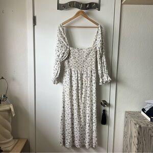 REFORMATION Hyland White Linen Midi Dress